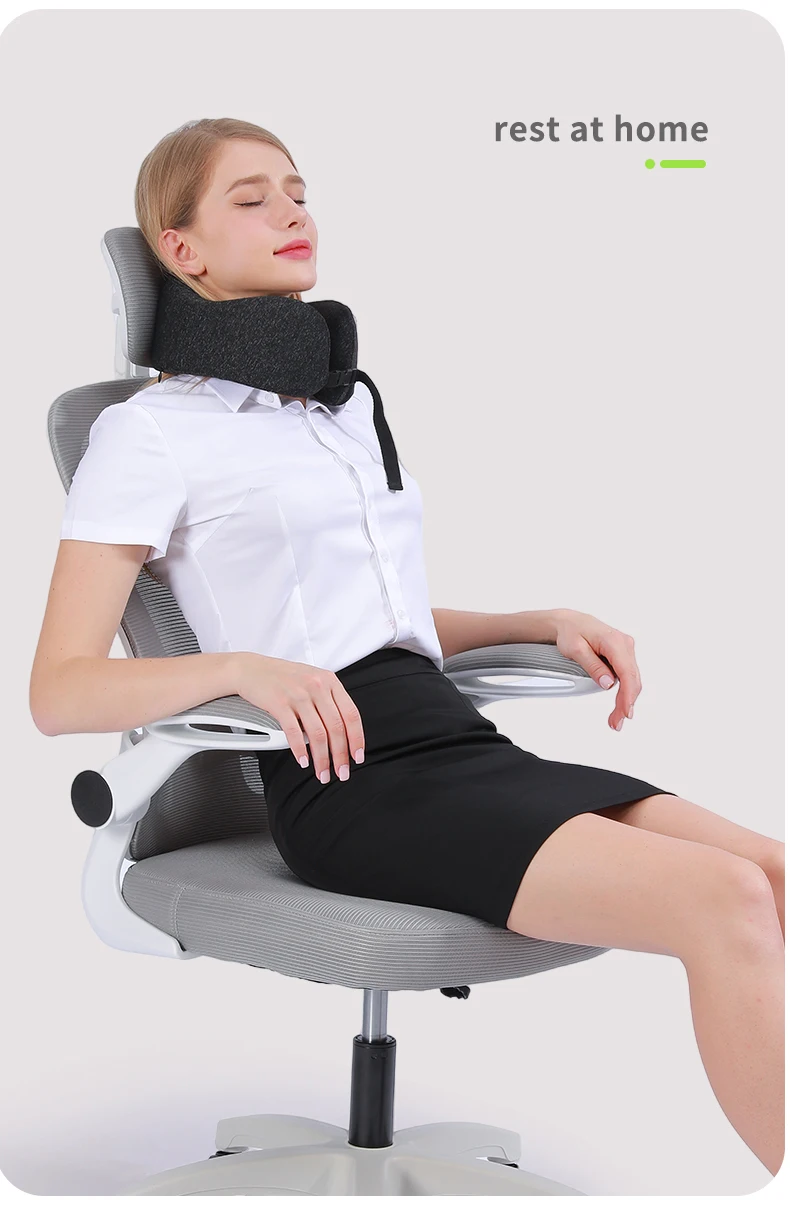 Bewalker Memory Foam U-shaped roll-up portable Travel support Custom Camping Neck Pillow Travel Kit Airplane Pillow