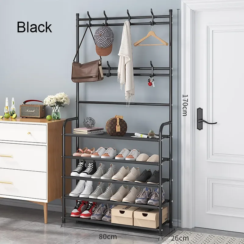Display shoe rack 5 layers modern entryway furniture shoe hanging storage stands shelf with cloth hangers
