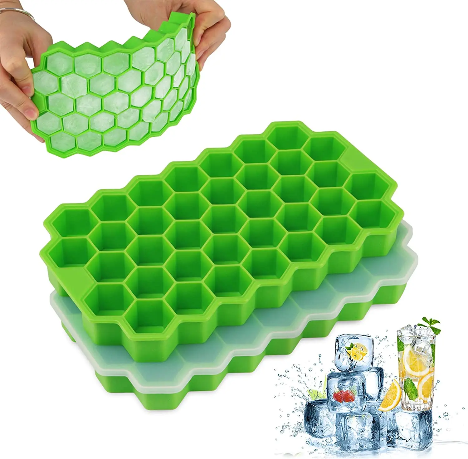 Yongli Ice Cube Tray Custom Silicon Mold Ball Easy Release 36 Holes Round Balls Cream Popsicle Shiny Mold With Attached Lid