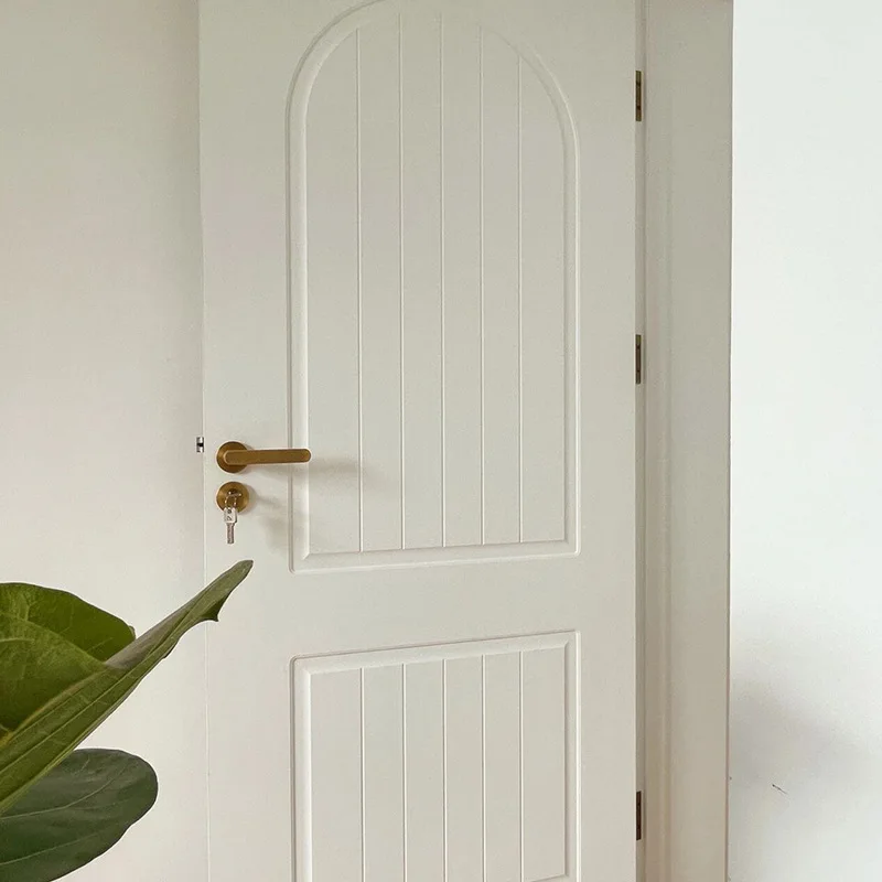 Custom French solid wood paint door Environmental protection bedroom room door oak flat carved door