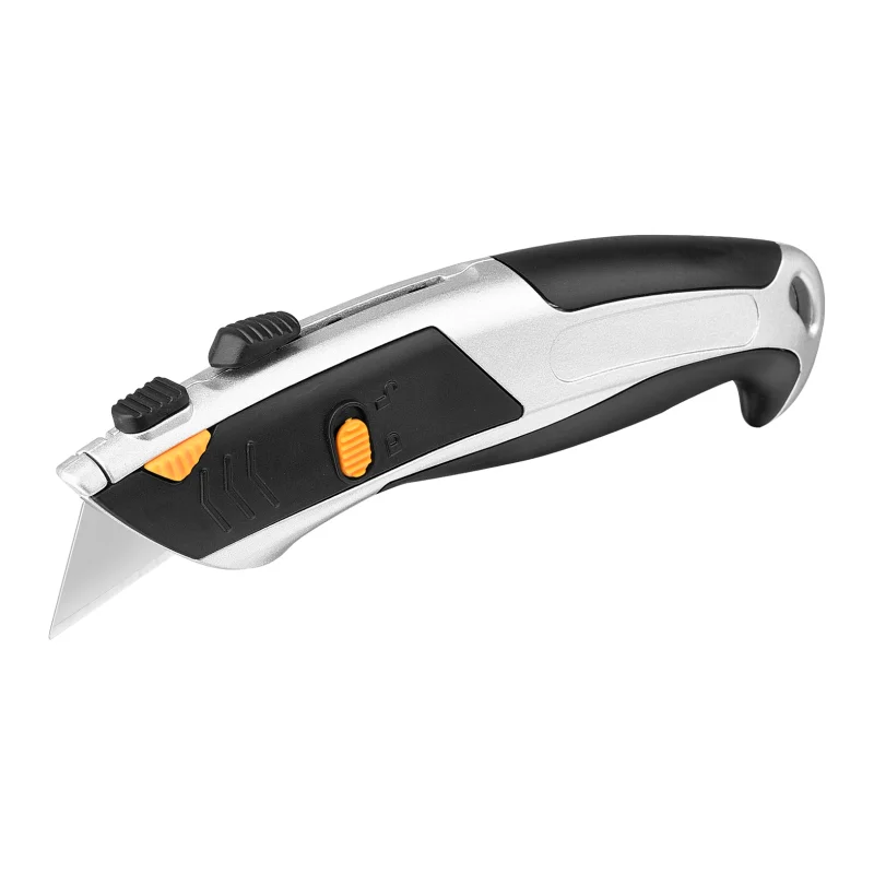 High Quality Hand Tools Zinc Alloy Utility Knife with 6pcs Trapezoid Self-Loading SK5 Blade