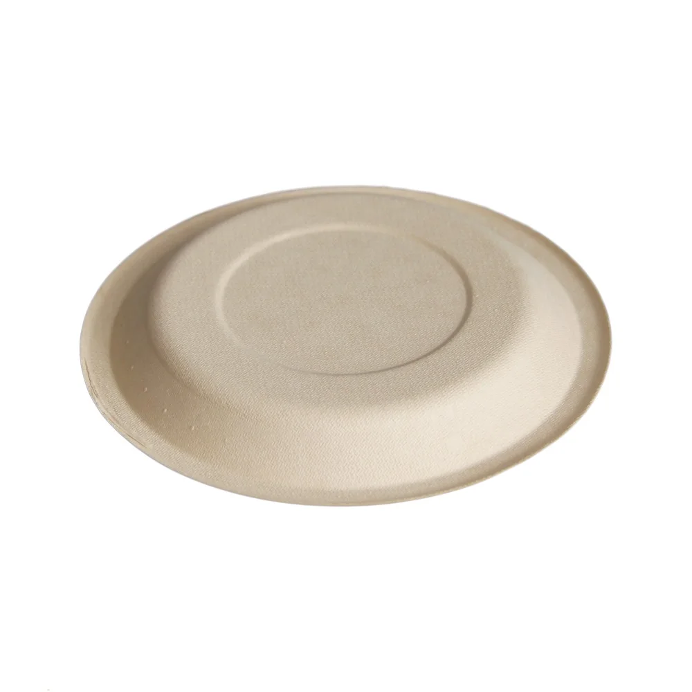 
Disposable Biodegradable Bamboo Fiber 6' Round Plate Lunch Pulp Tray 
