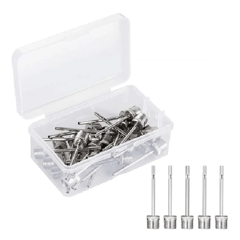 30pcs Sports Ball Inflating Pump Needle for Football Basketball Soccer Inflatable Air Valve Adaptor Stainless Steel Pin