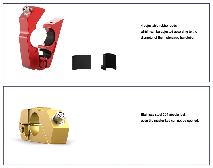 Double Cylinder Hole Lock Body Motorcycle Brake Throttle Key Box Break Universal Grip Handlebar Lever Aluminium