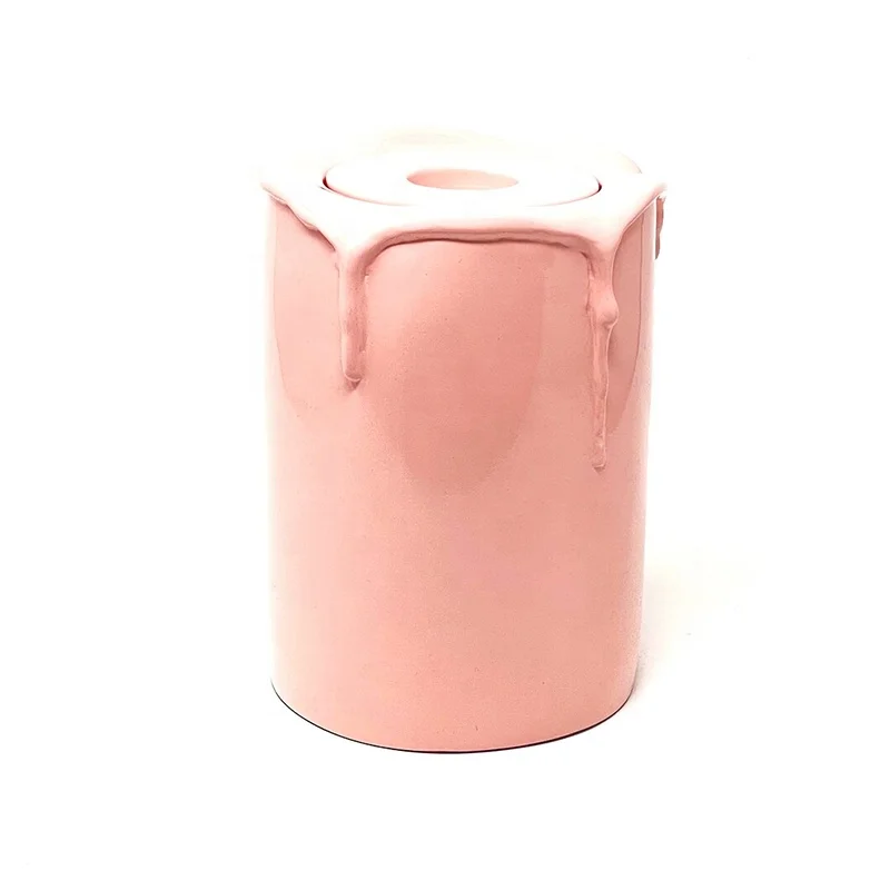 Custom wholesale human Cremation urn decorated with unique ceramic candle shape adult memorial urn