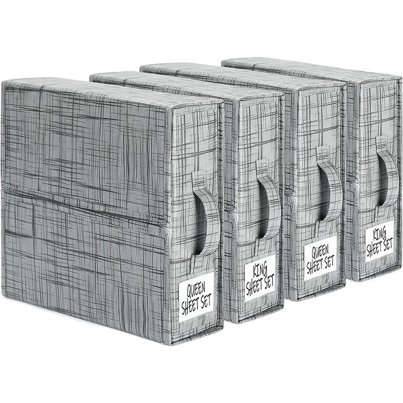 Foldable Bed Sheet Organizer and Storage for Bedding Clothes