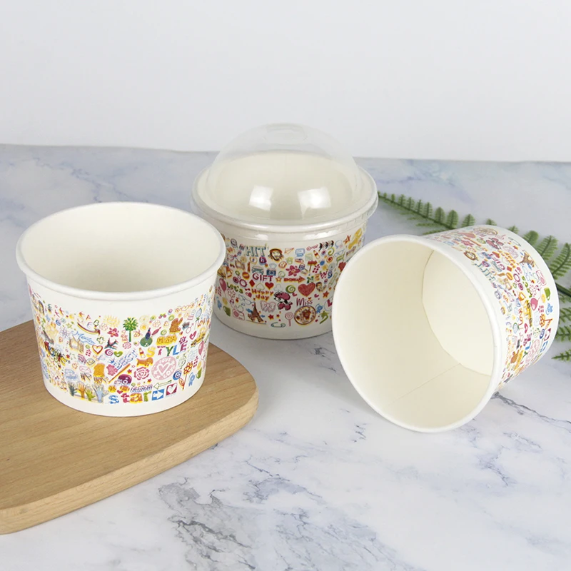 Disposable 16oz Custom Logo Printing Paper Frozen Yogurt Cup Ice Cream Paper Cup