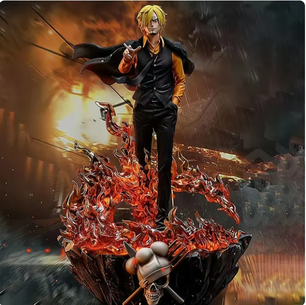 Anime One Piece GK Monkey D Luffy Roronoa Zoro Vinsmoke Sanji Action Figure with LED Collection Statue Model Children Toys