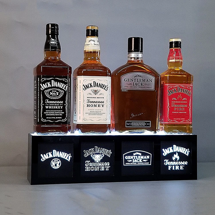Customized Countertop Lighted Whiskey Display Holder Bottle Glorifier With LED Lights Wine Glorifier Idea for Growing Brands