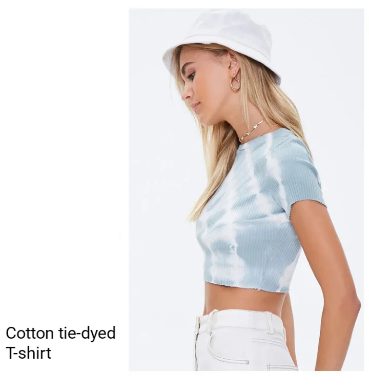 190g cotton/polyester blended rib T-shirt vest top sweater stretch knitting thread tie-dyed fabric