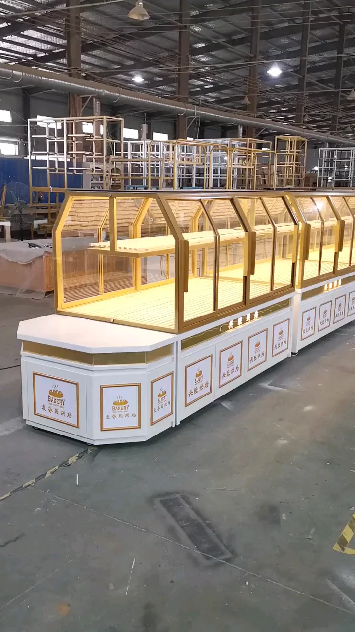 Bakery display cabinet bread display stand cake refrigerated glass showcase whole shop bakery furniture design and custom