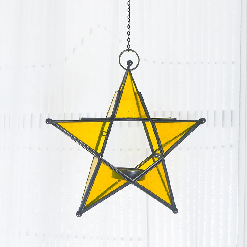 Noolim Metal Star Glass Lantern Hanging Candle Holder For Decorative  Wedding Party Home Decoration Birthday Party