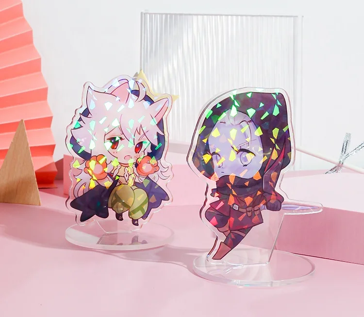 
Juno creative Custom double sided Sparkle Star/glass Holographic clear epoxy holo rainbow Acrylic Charm 