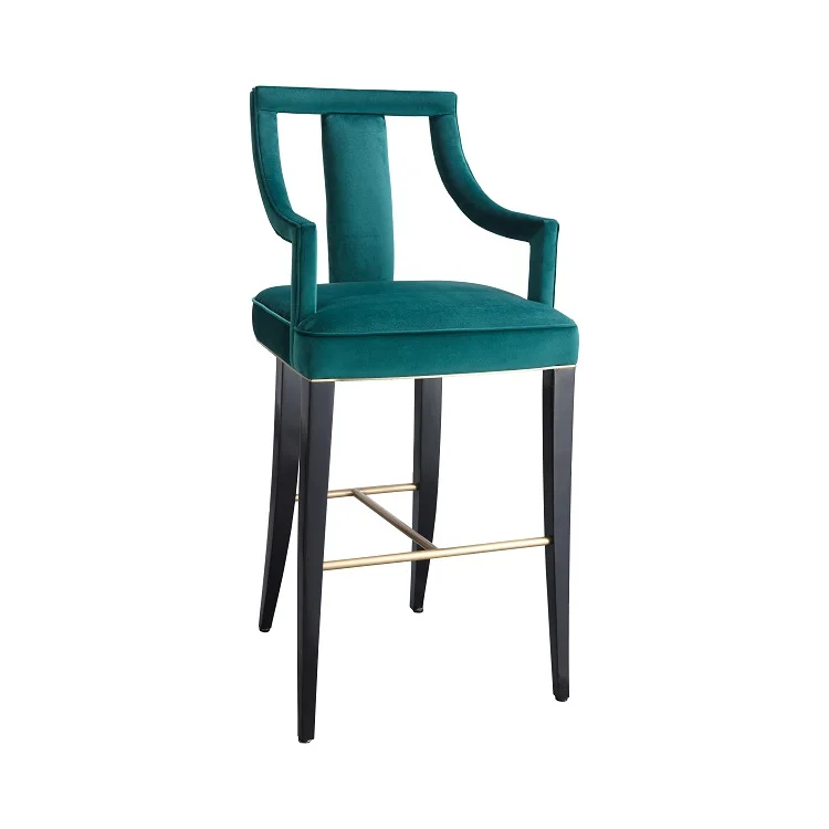 Modern luxury bar chair stainless steel plated titanium cloth soft bag bar chair