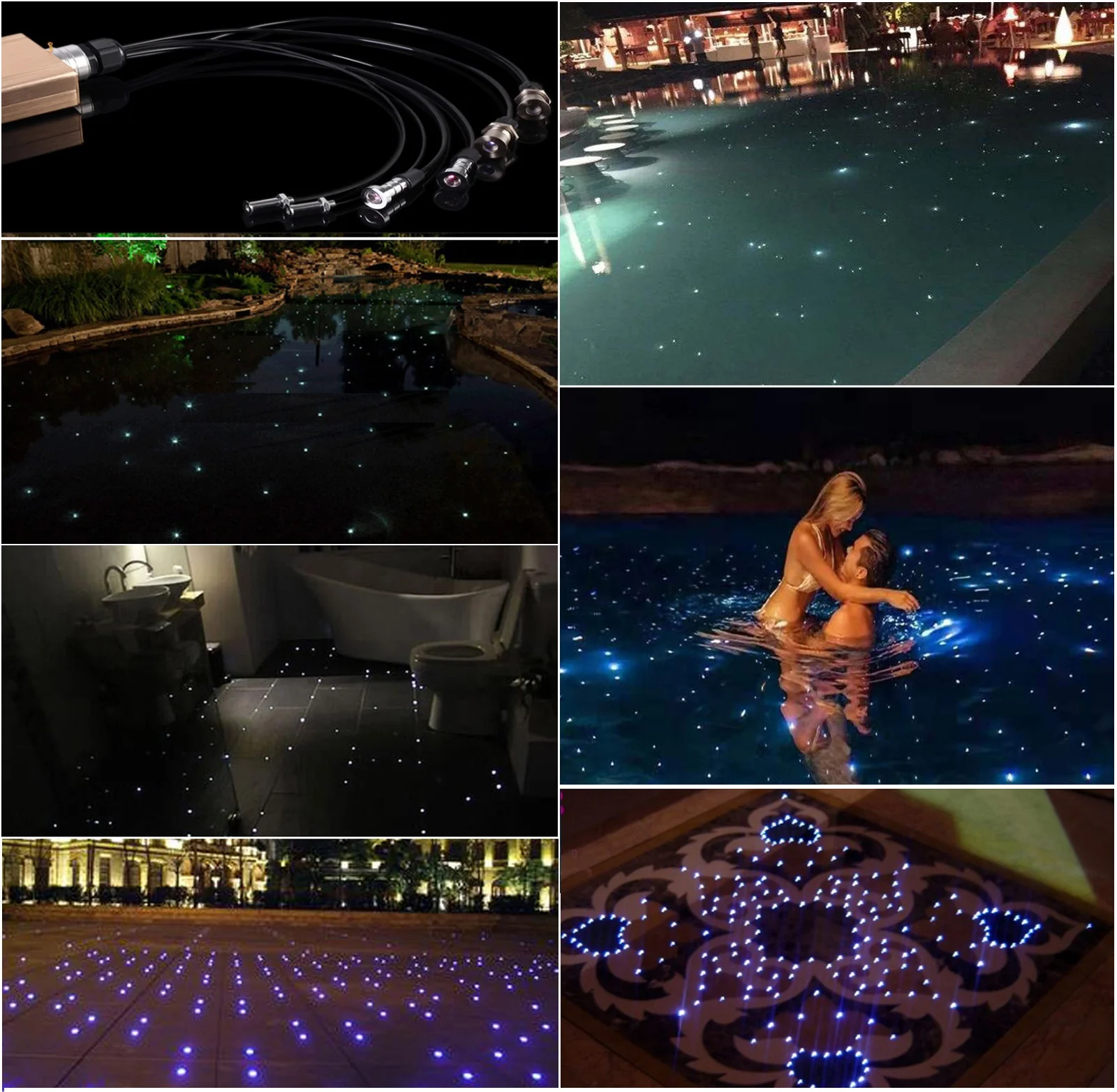 Pool Floor Internet Celebrity Ground Starry Sky Fiber Optic Lighting Kit-5W RGB Light Source +80PCS 2M End Glow Optical Fiber