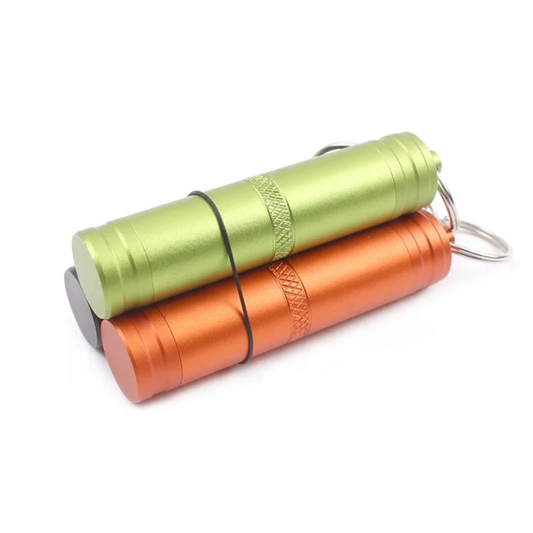 Custom Logo Iridescent Metal Pill Box Smell Proof Aluminum Storage Container Pill Holder Keychain Outdoor Travel