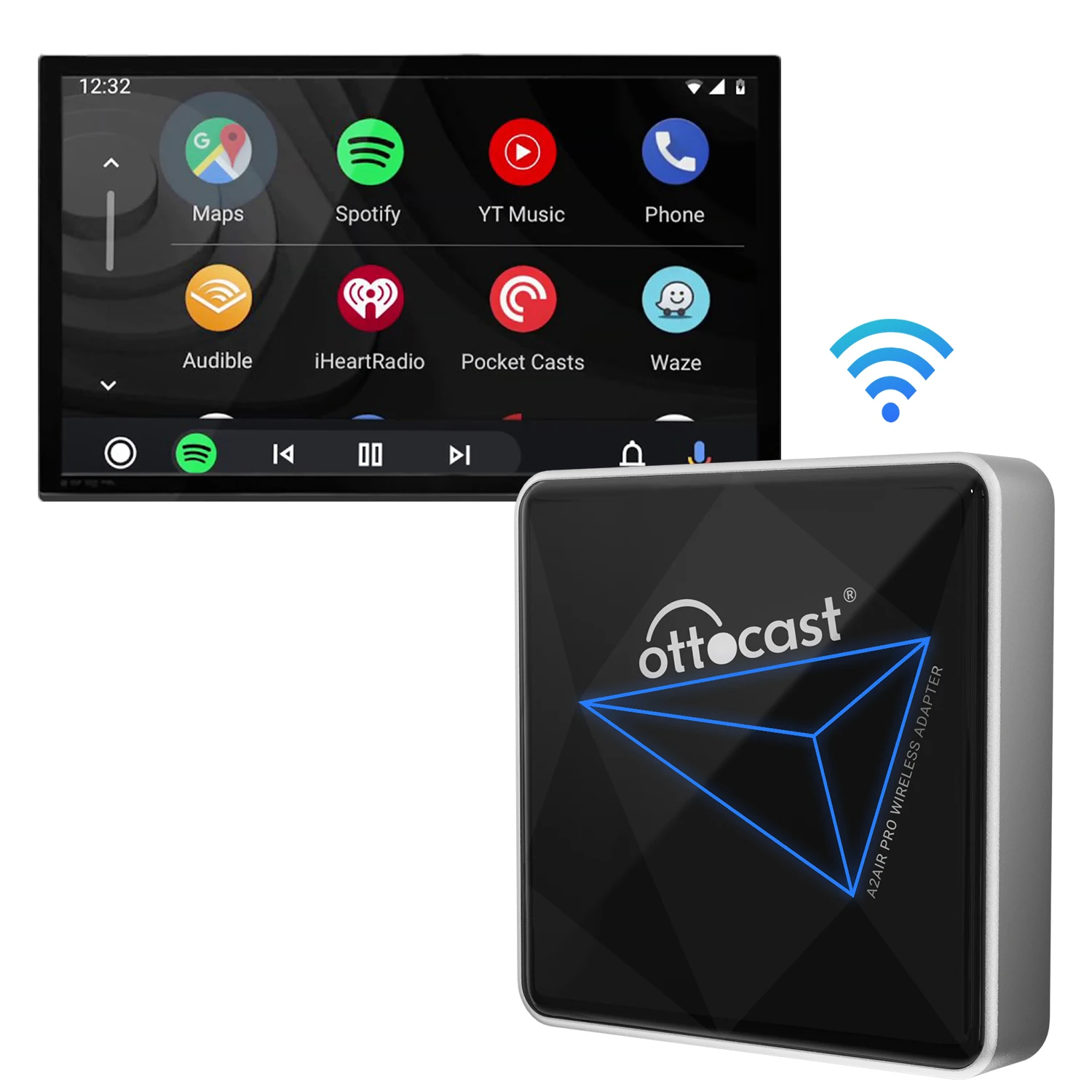 Ottocast Wireless Android Auto Adapter Plug & Play No Latency Easy Setup Fit for Android 11+ & Cars from 2017