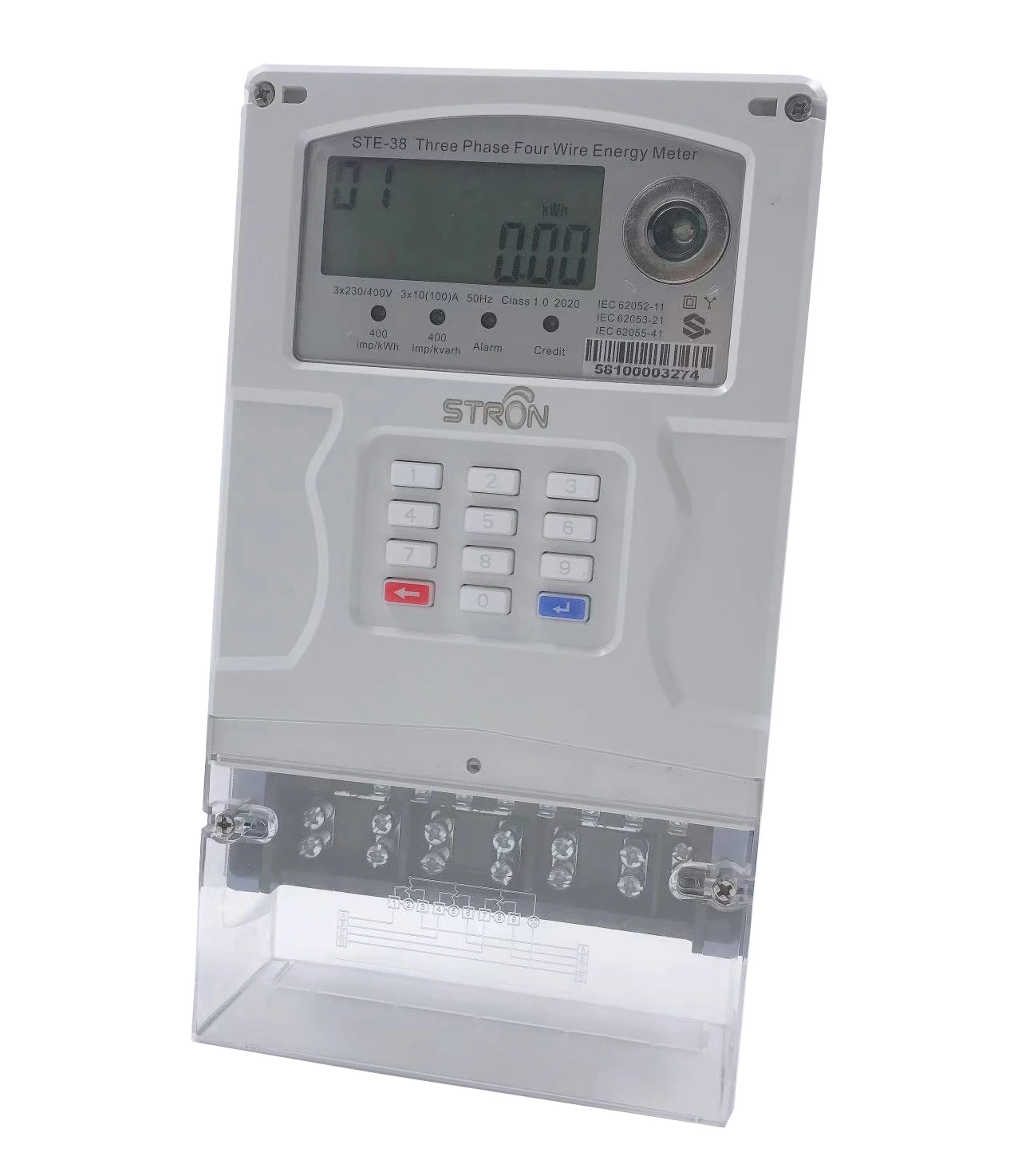 Smart Measuring Device STS Standard IP54 Prepaid Keypad Three Phase Energy Meter