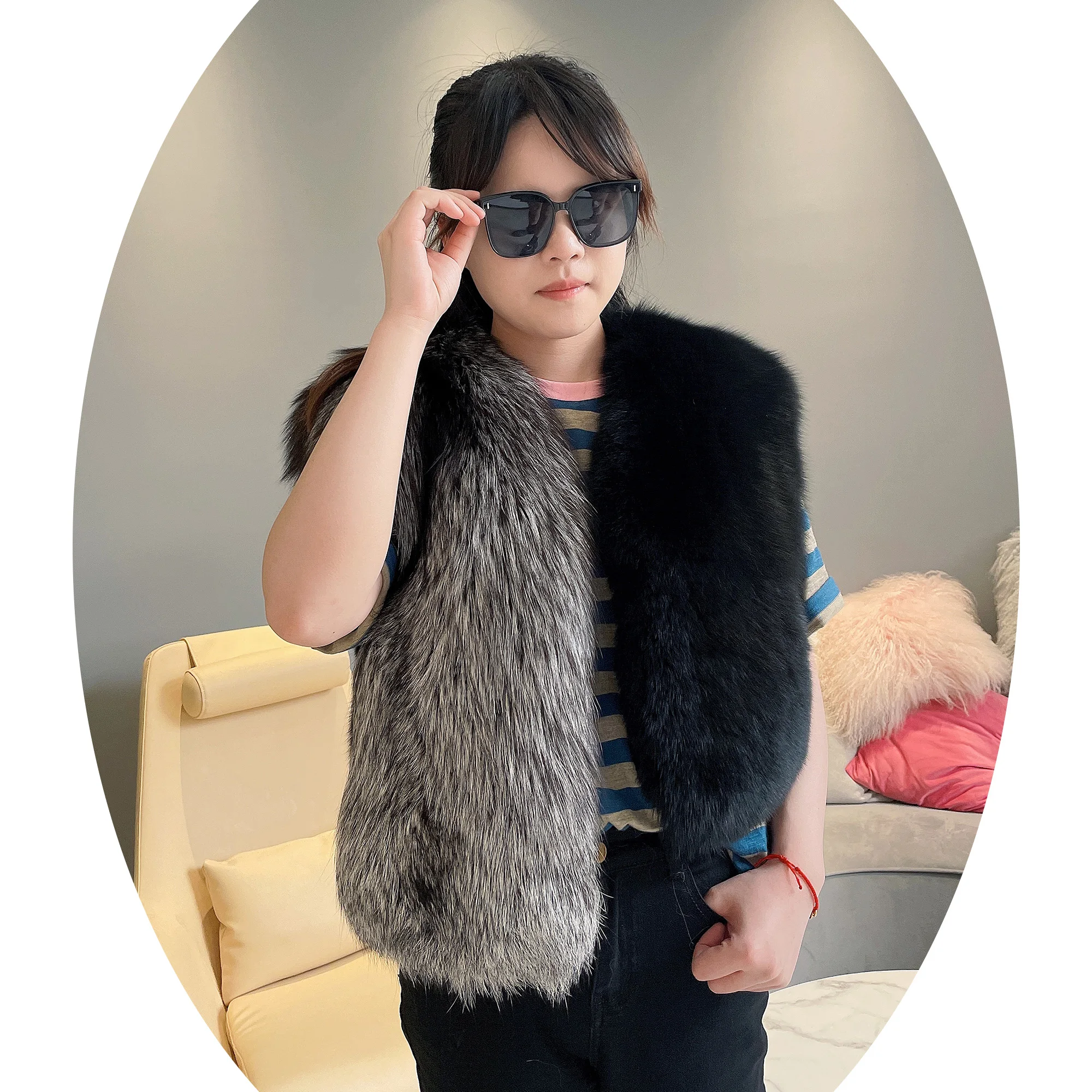 Janefur wholesale fashion sexy girls fur vest new colorful design women luxury real fox fur vest