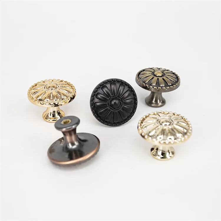 Vintage Daisy Kitchen cabinet Plating ABS Plastic Round Knob Drawer Door Handles