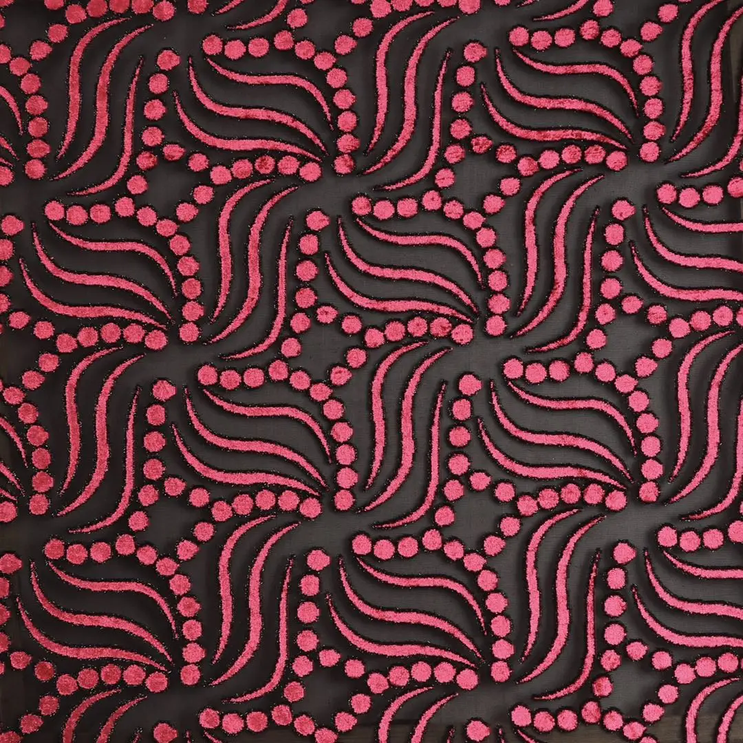 New fashionable luxury red pattern velvet fabric for dress