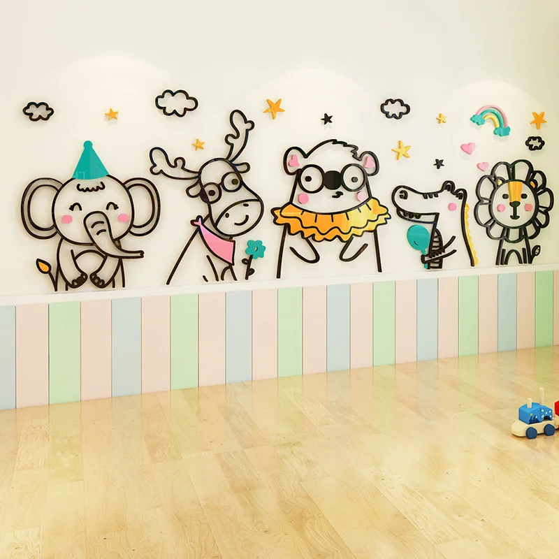 Детская комната Детский сад класс настенный Декор 3D мультфильм настенные наклейки