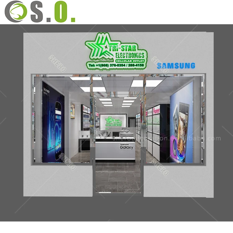 retail electronic shop cabinet mobile shop counter electronic store design