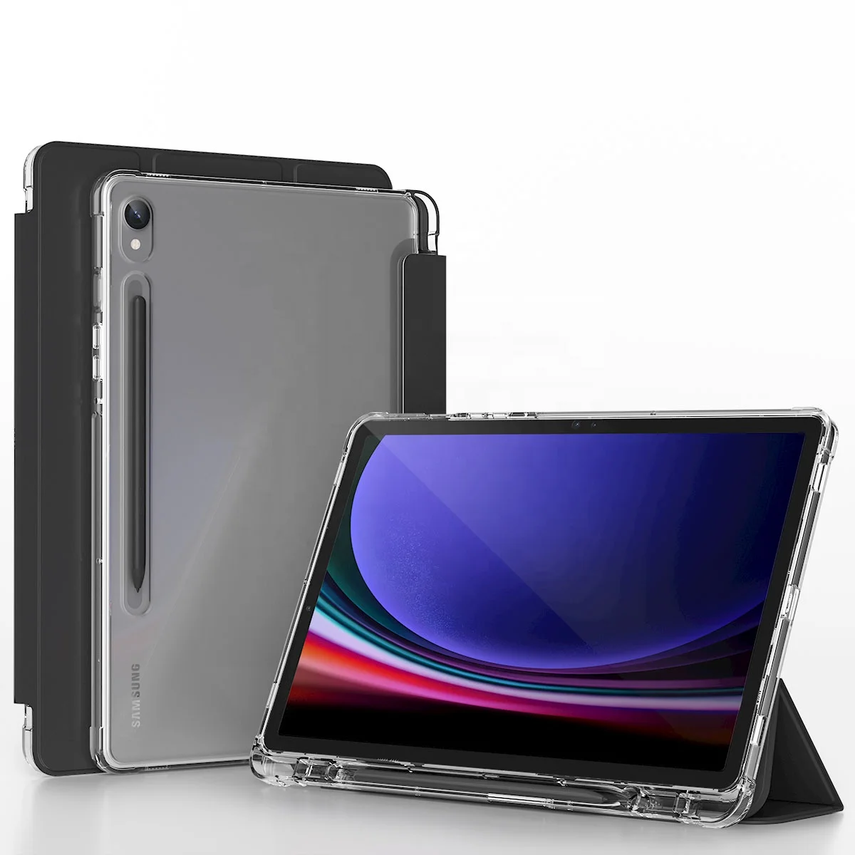 TPU Soft Edge Shockproof Lightweight Transparent Back Pencil Holder Protector Case for Samsung Galaxy Tab A9+ 11 inch