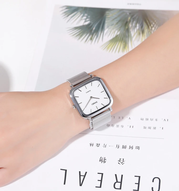 Fashion Dress Watches Skmei Reloj 1555 Custom Analog Wrist Watch Large Dial Beautiful Girls Hand Quartz Watches for Women