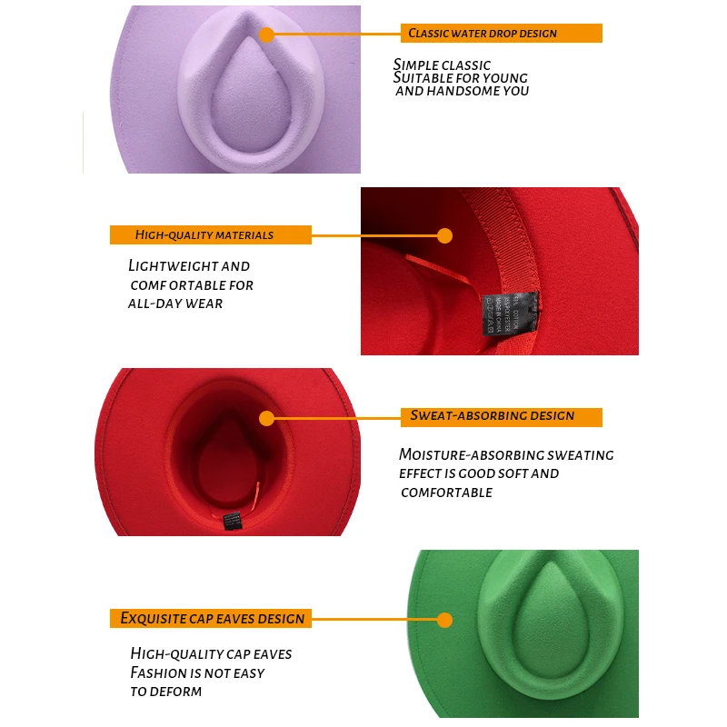 Wholesale Plain Drop top Outback  Elegant Wide Brim Fedora Flat Panama Hat Cap