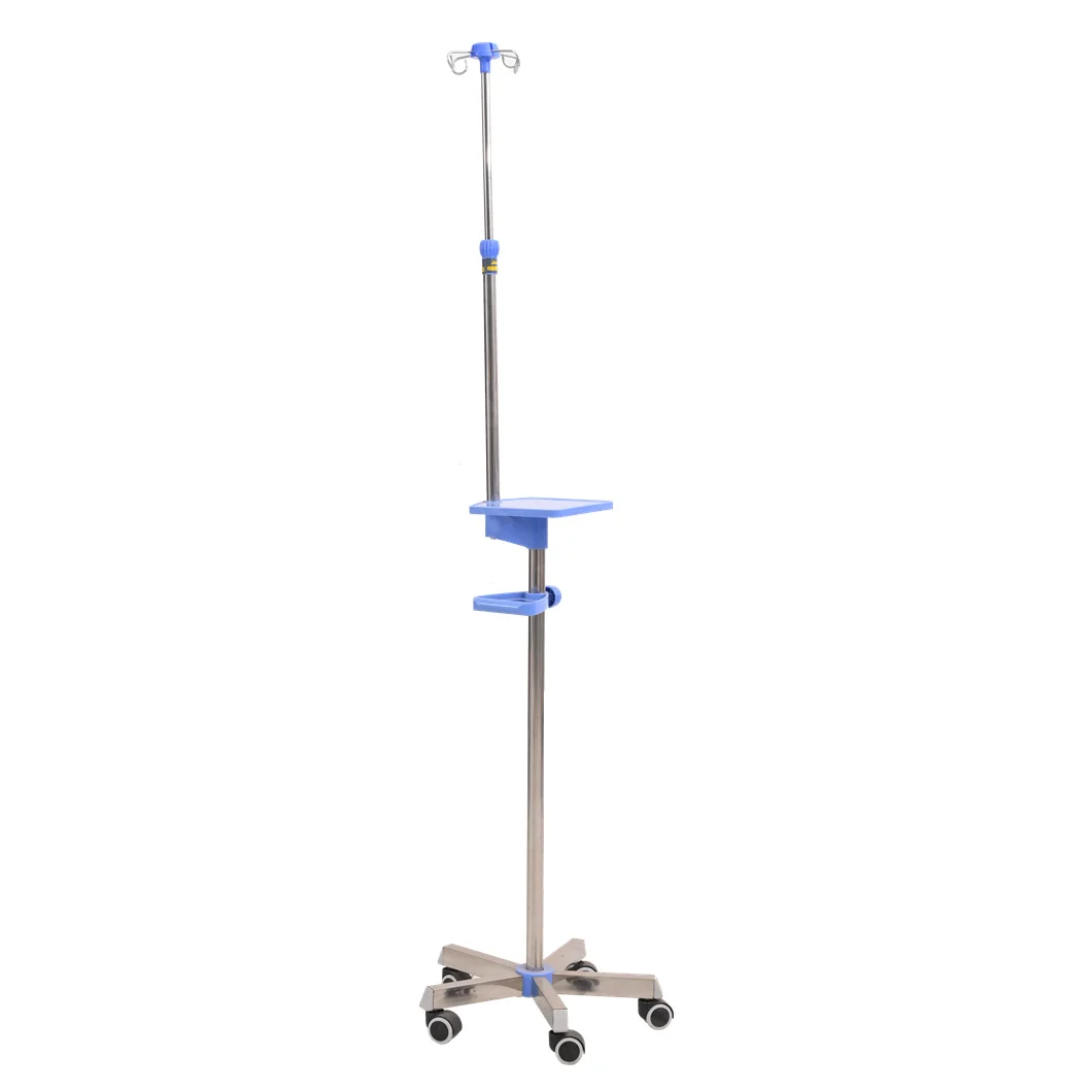 Height Adjustable Stainless Steel Portable Medical IV Pole Drip Infusion Support Stand