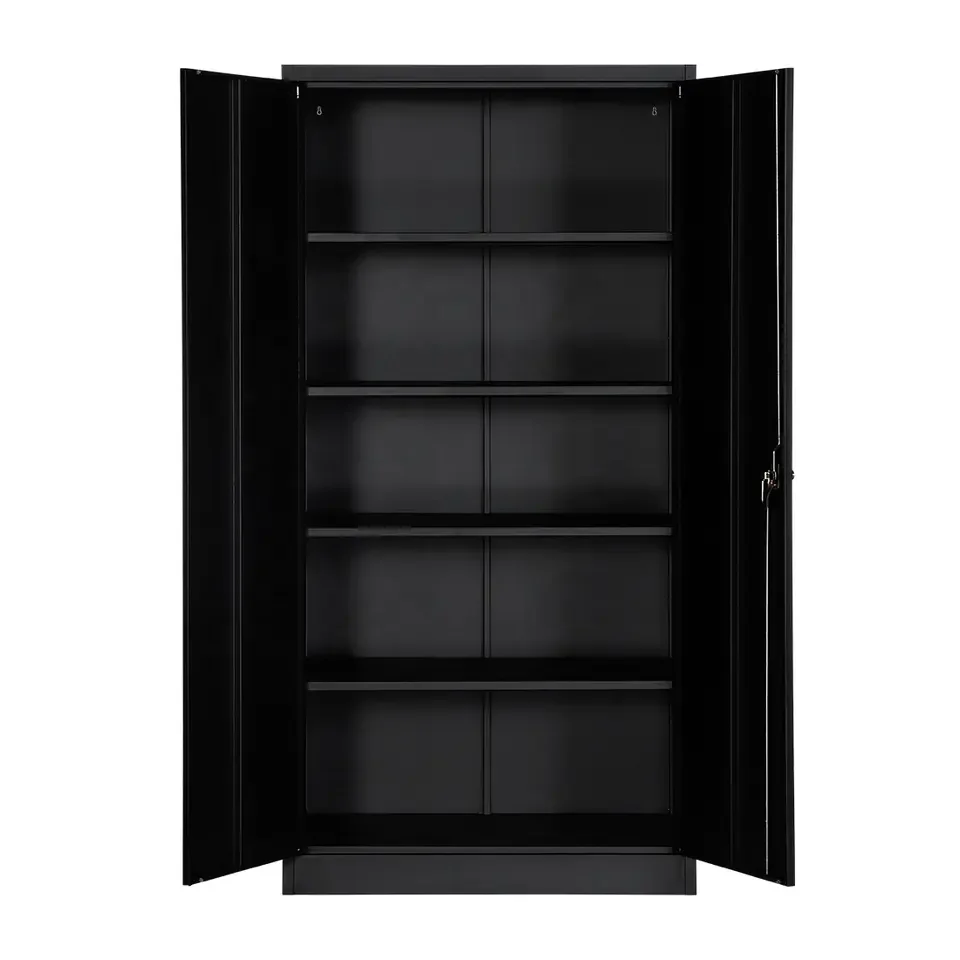 Wholesale steel filing cabinet garage storage cabinet 2 door lockable with 4 adjustable shelves metal storage cabinet