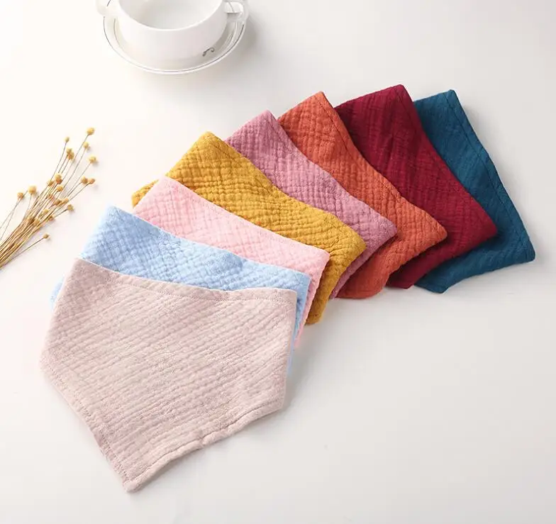 Wholesale  Organic Natural Cotton Baby Bib High Quality Custom Muslin Baby Bandana Bibs Infant Drool Bib with Snaps