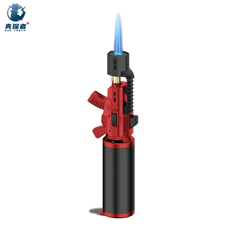 GF-917 new product custom refillable flame gun-shaped red BBQ kitchen torch butane lighter