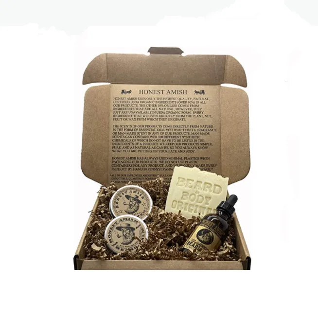 4 pieces Men beard care set Oil Serum  Balm Wax Beard Soap Beard Kit Gift Box