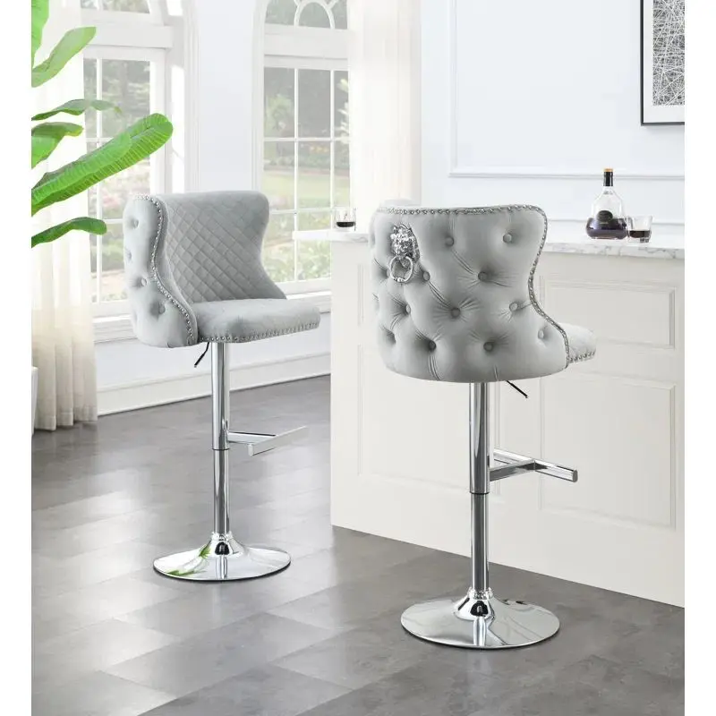 French Style Bar Stools Counter Height Coffee Home Restaurant Velvet Swivel High Stool Bar Chairs