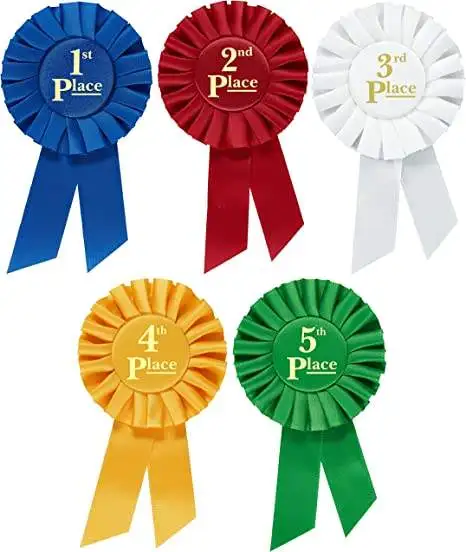 Gordon Ribbons Customized Logo Print Horse Show Participation  Face First Place Satin Sports Award Ribbon Rosette