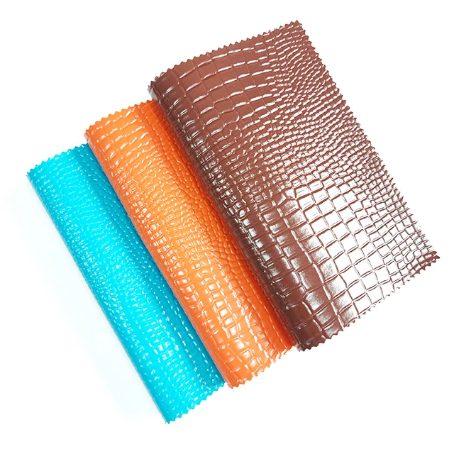 classical crocodile design waterproof faux leather material synthetic leather material pvc mirror leather fabric for bags