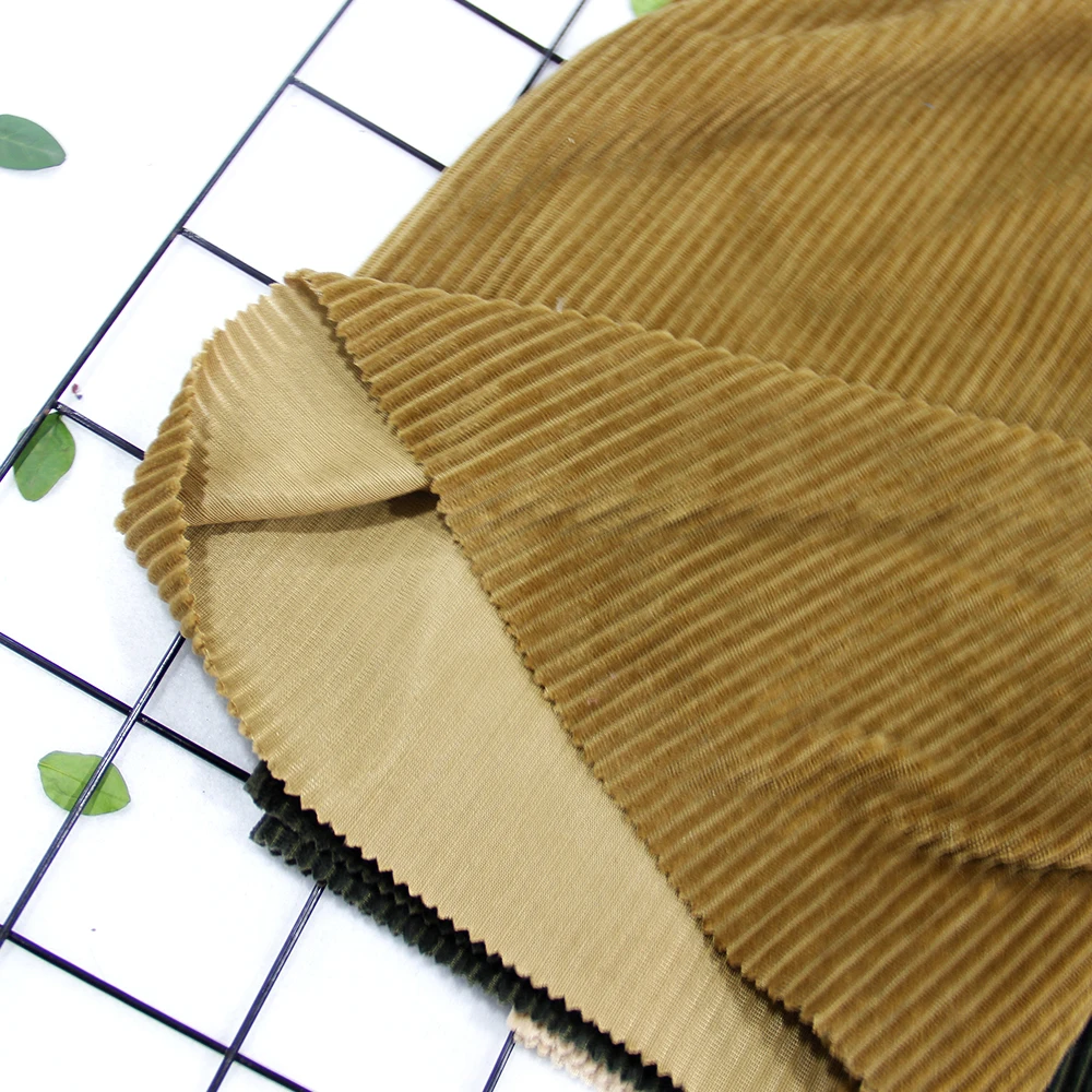 Striped coral velvet fabric corduroy with polyester fleece for cushion and pants fabrics