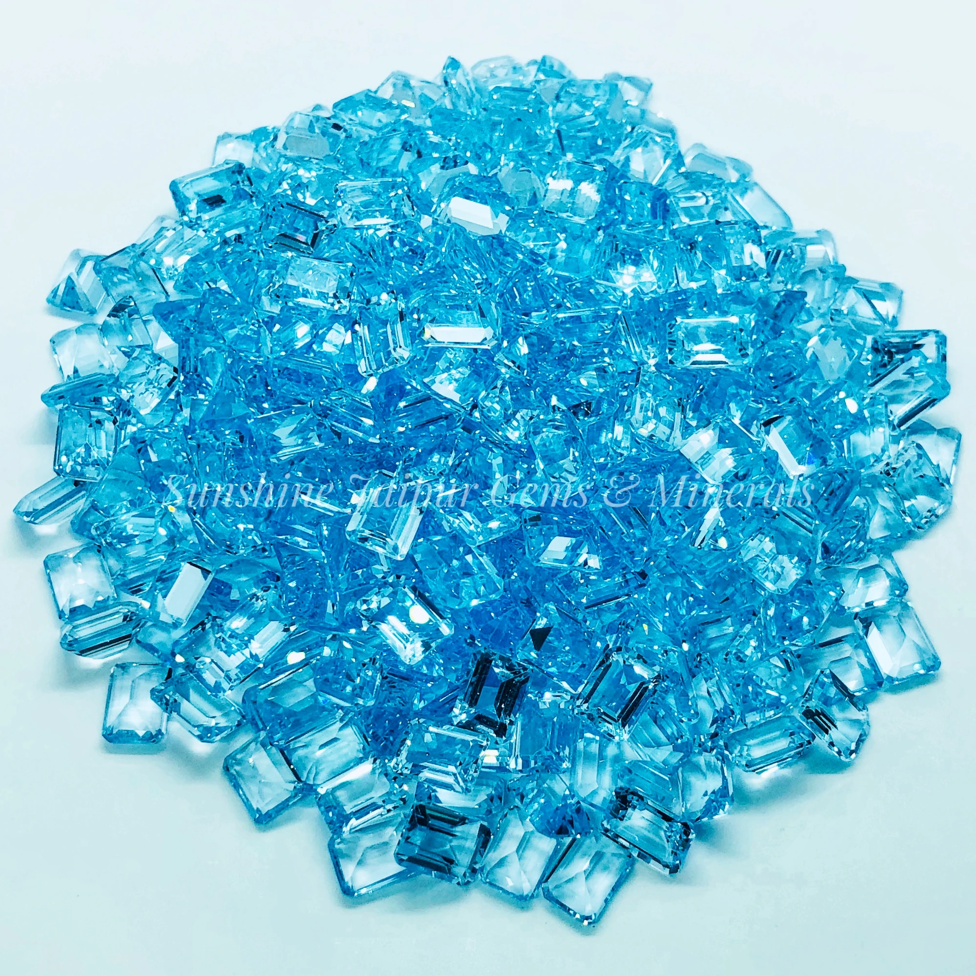 Wholesale Factory Price High Quality 6X8mm Octagon Cut Natural Sky Blue Topaz Faceted Loose Stone Per Carat Rose Silver