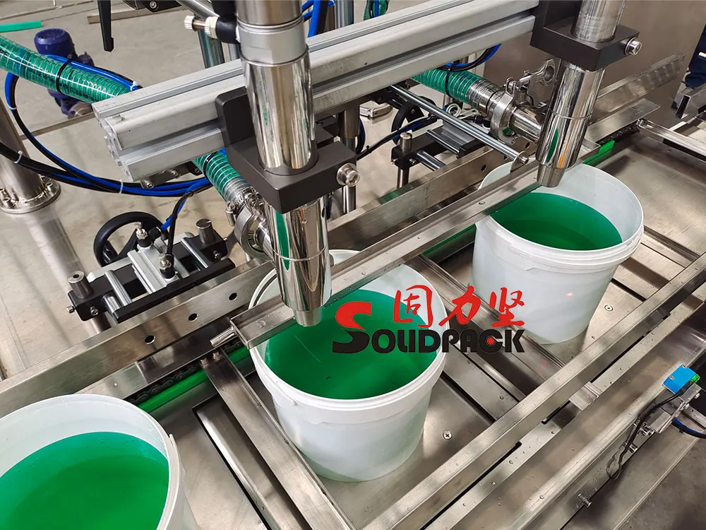 Solidpack double twin head liquid weight filling machine 4 nozzles Production Line For Big Volume Barrels 4 gallon