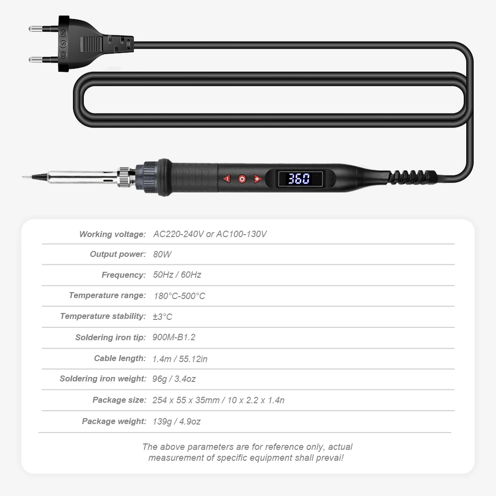 JCD 908U-B  Adjustable temperature electric soldering iron 80W LCD display repair welding tool  soldering pen soldering iron tip