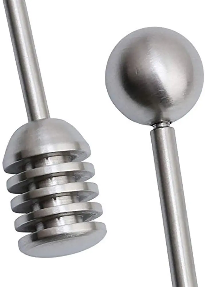 6.3' Curved Handle 304 Stainless Steel Honey Dipper Sticks With Round Bead