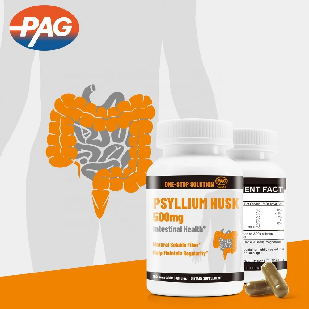 Custom Formula High-Quality Herbal Fiber for Digestio Psyllium Husk Bulk Fiber Supplement Psyllium Husk Capsules