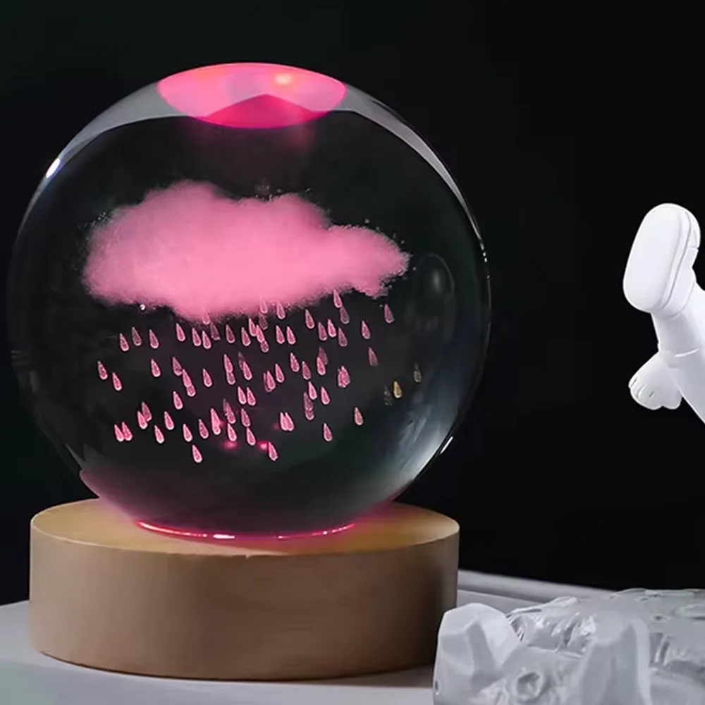3D Art Crystal Ball Night Lamp Luminous Crystal Ball Decoration Solar System Led Night Lights Desktop Home Decor