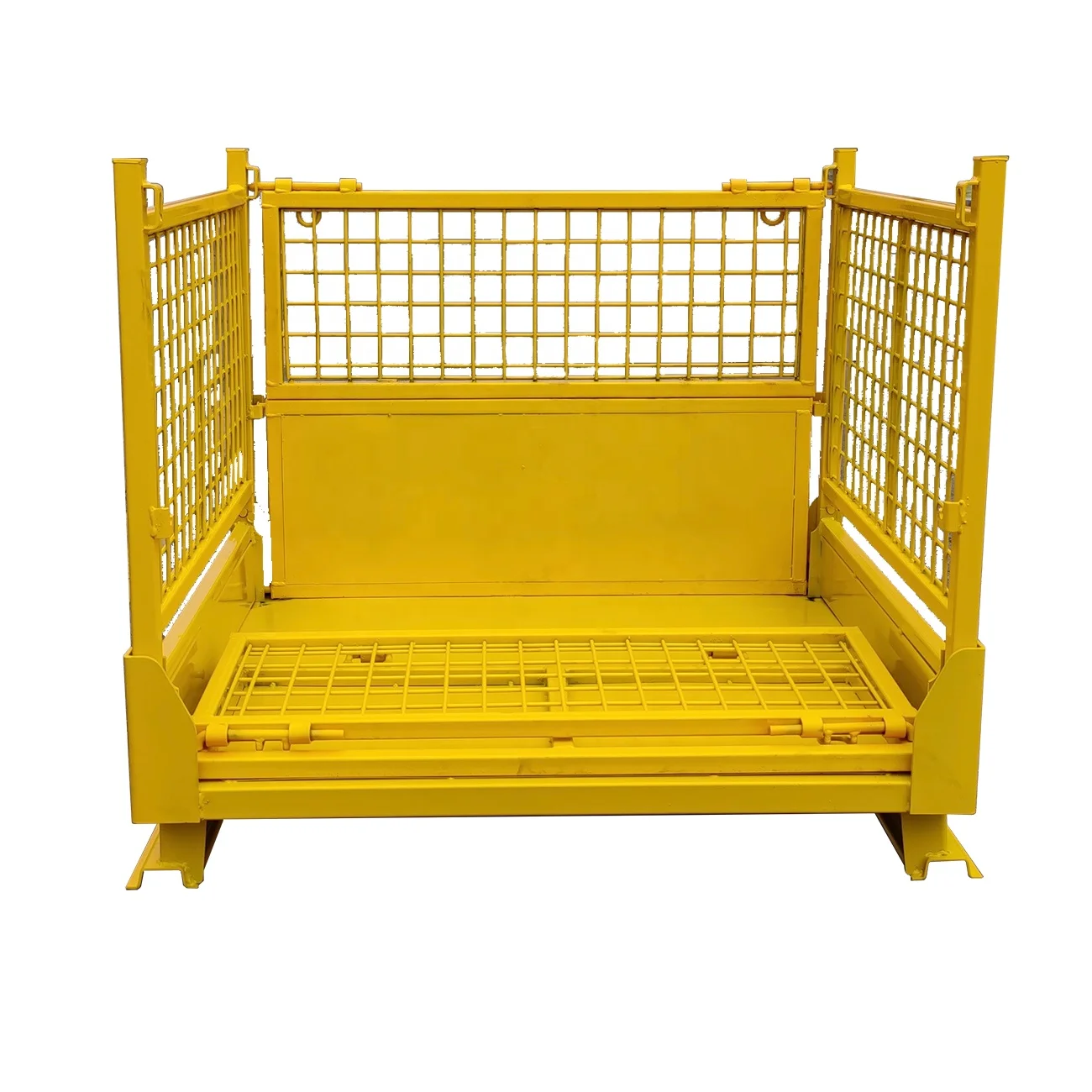 Durable Stackable Folding Korean storage Cage Warehouse Collapsible Metal Rack Storage Cage Wire Mesh Container Pallet