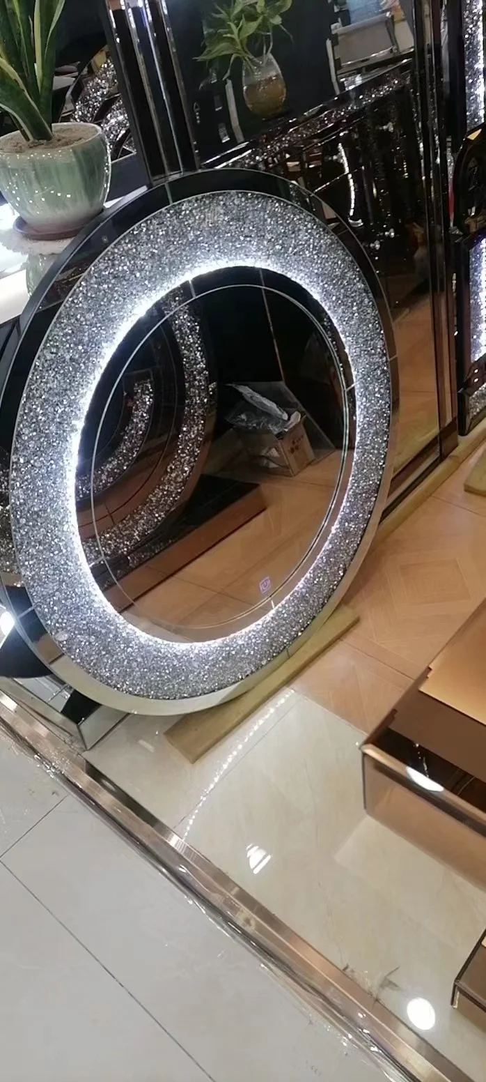 Modern Luxury round Silver Wall Mirror Contemporary Style Hot Selling Home Furniture for Living Room Bathroom Framed Glass