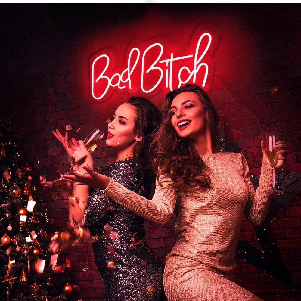Custom Led Sign Sexy Lady Neon Light Bar Sign Hot Bad Bitch Beauty Pink Night Light Bar Nightclub Advertising Sign Led Neon