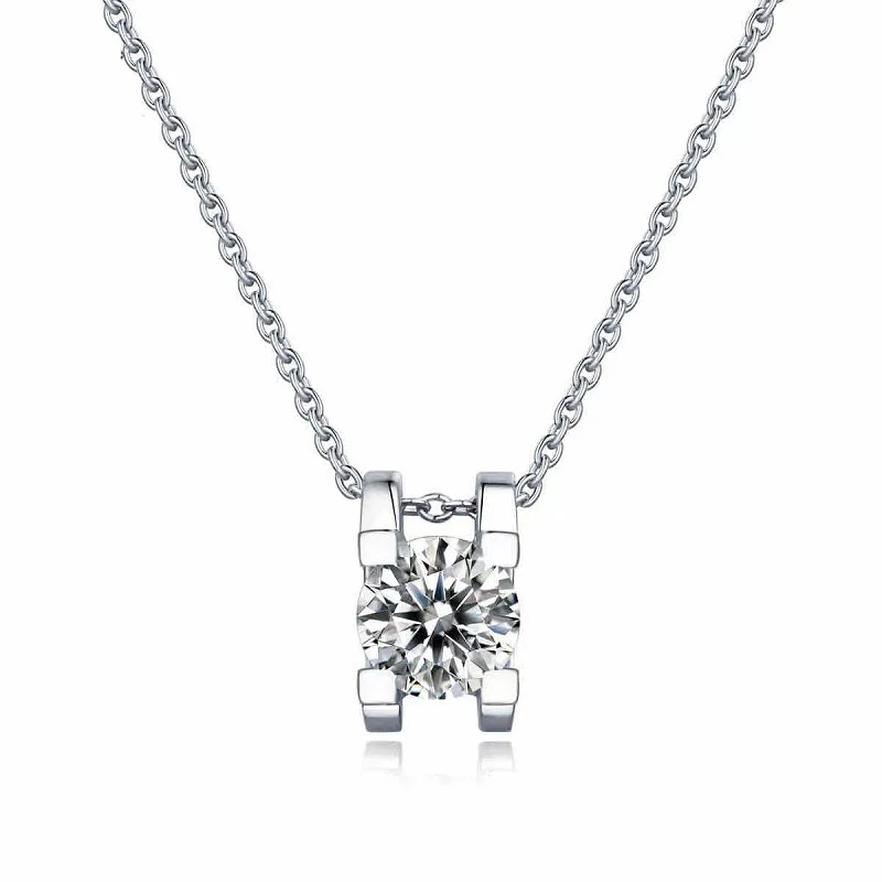 Hot Sale Vintage Jewelry 925 Sterling Silver Bright Moissanite Necklace For Women