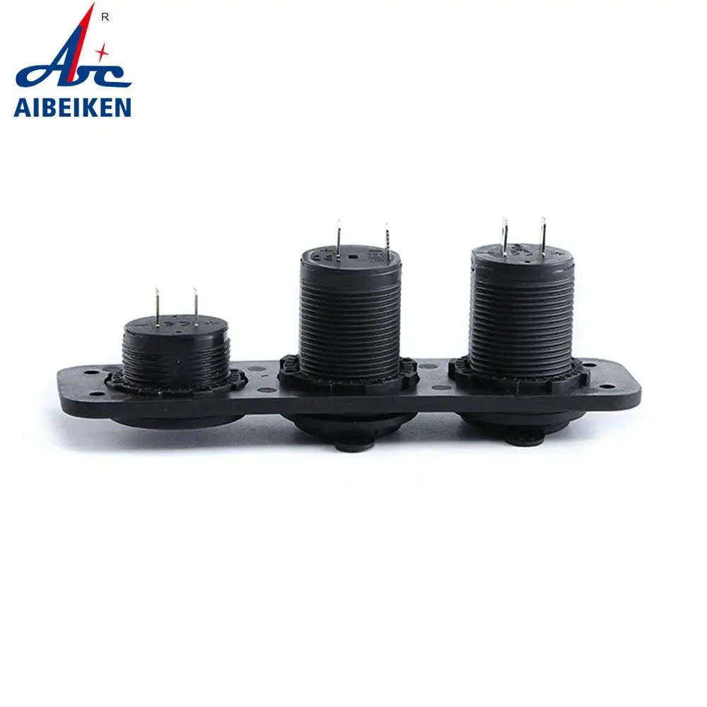 Input 12V 24V Three Port Fixed Panel Dual USB 5V 3.1A Blue LED Light Car Charger  35V DC Voltmeter Power Socket